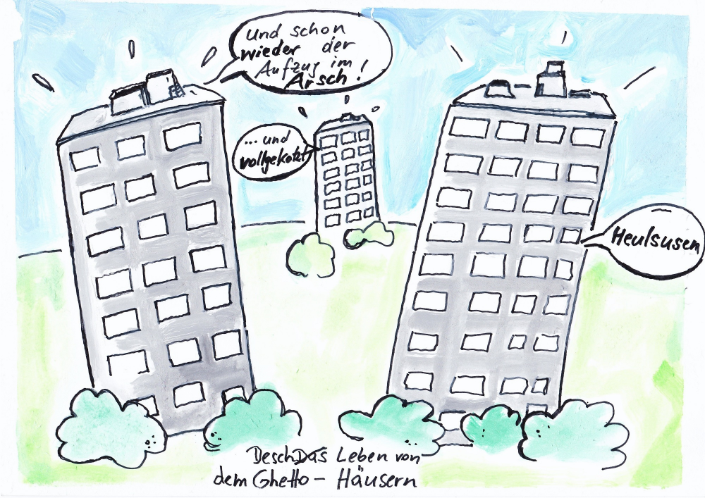 Cartoon: Probleme von Hochhäusern 1