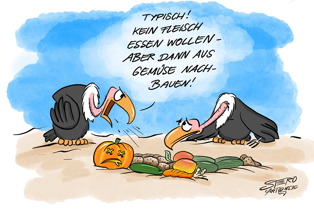 Cartoon: Alternatives fleisch - vegan 1