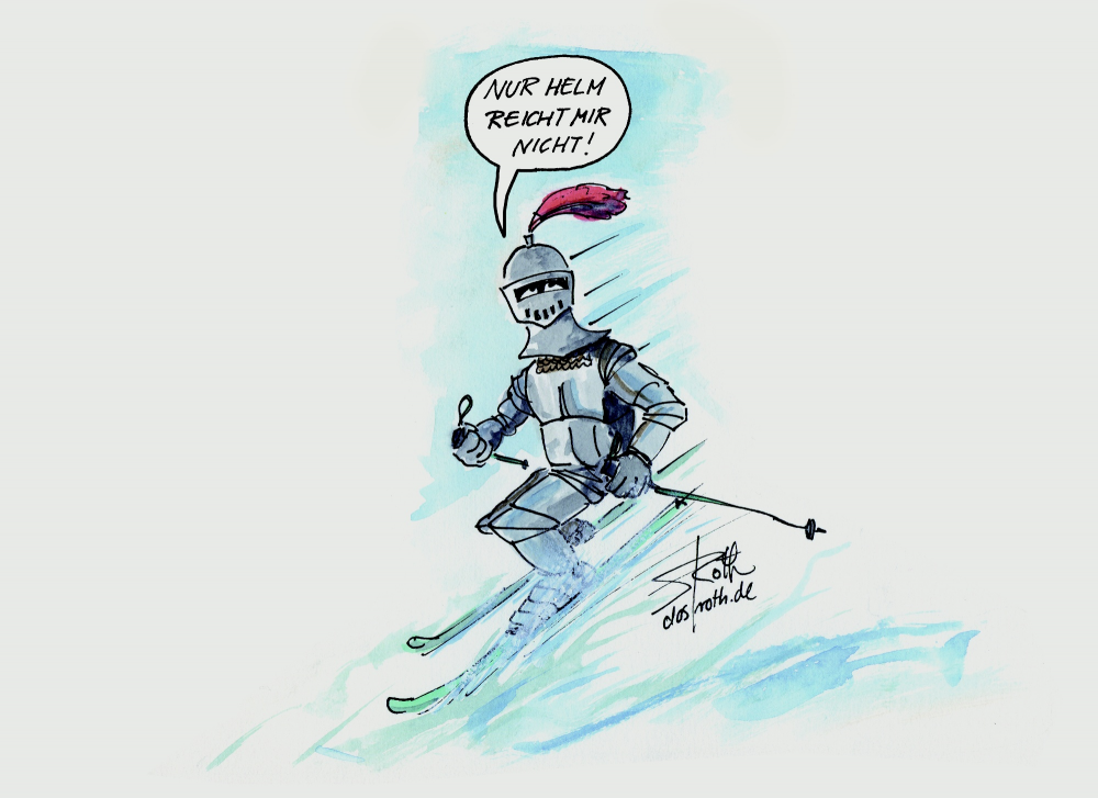 Cartoon: Riiter auf Ski 1
