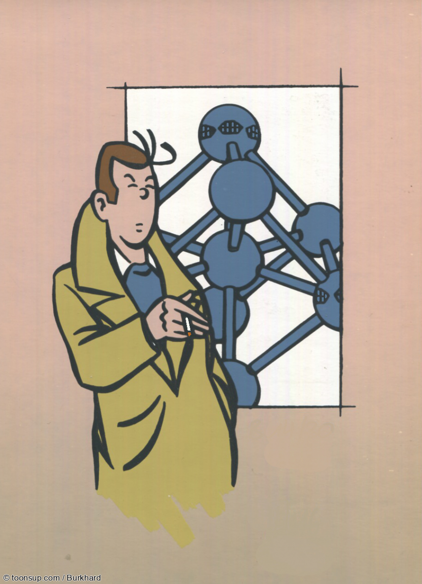 Illustration: Martin Tintamarre vor dem Atomium 1