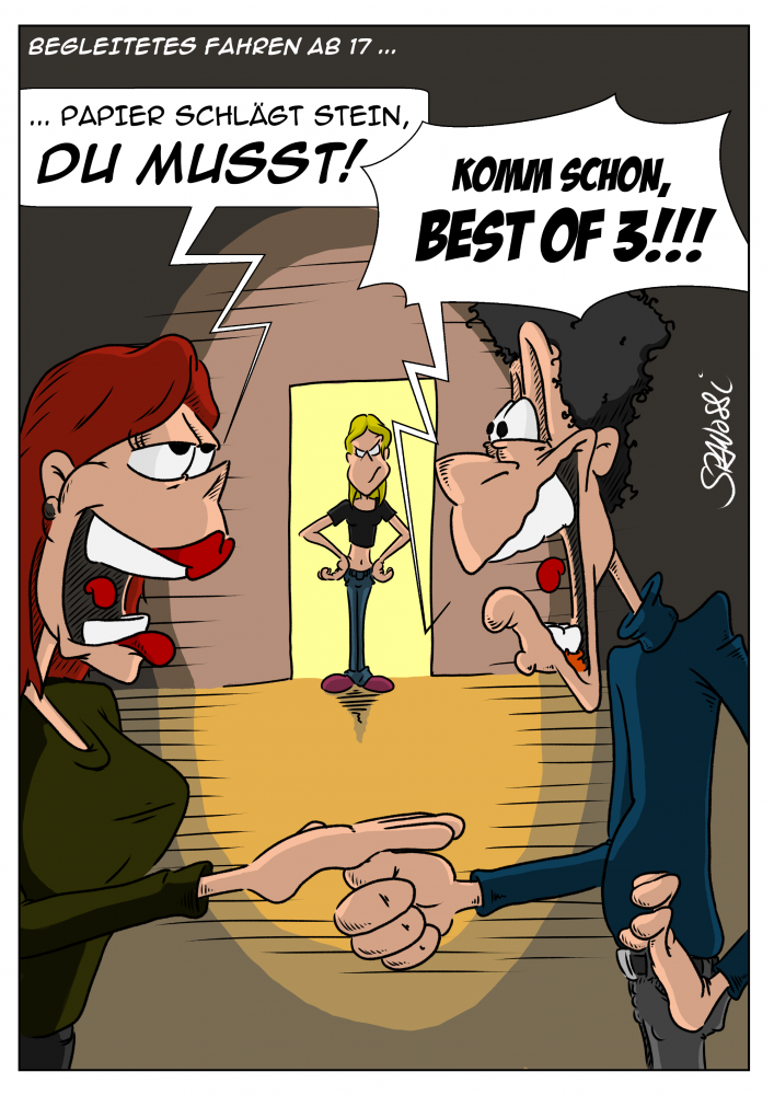 Cartoon: Begleitetes Fahren 1