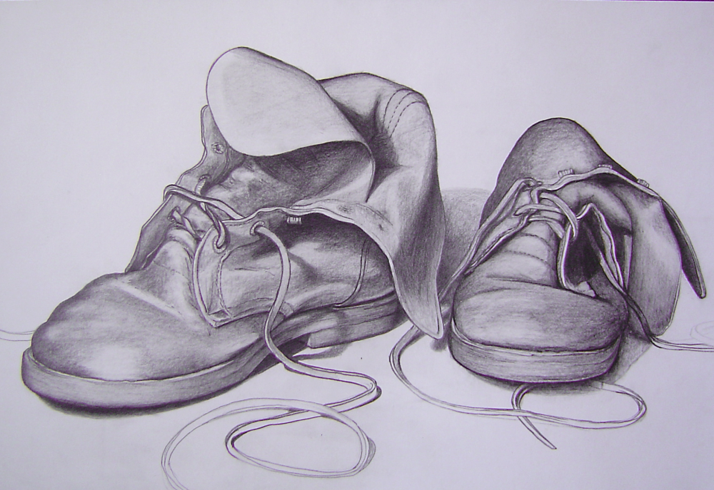 Anderes: Lederstiefel, Holzstift, 2004 2