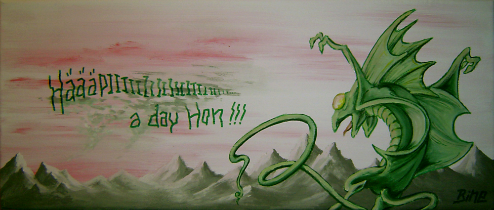 Illustration: Happy a day, hon!!! HG & mit Drache 2