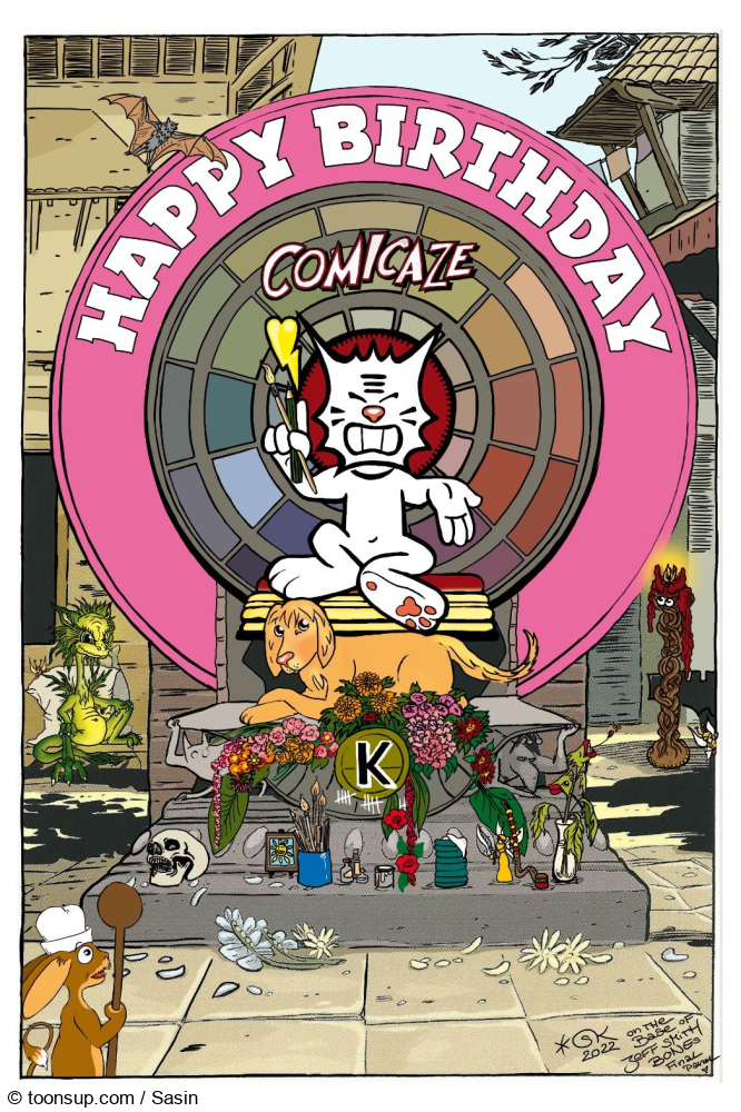 Illustration: Happy Birthday Comicaze !! // Postkarten "BONEs" à la Sasin 1