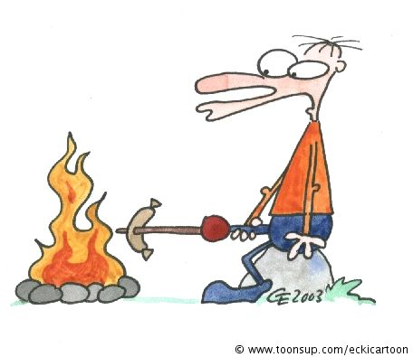 Cartoon: Holzbein - Wurstspieß 1