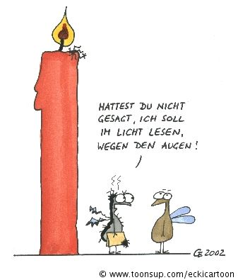 Cartoon: Lesen bei Licht 1