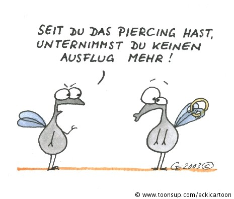 Cartoon: Flügel-Piercing 1