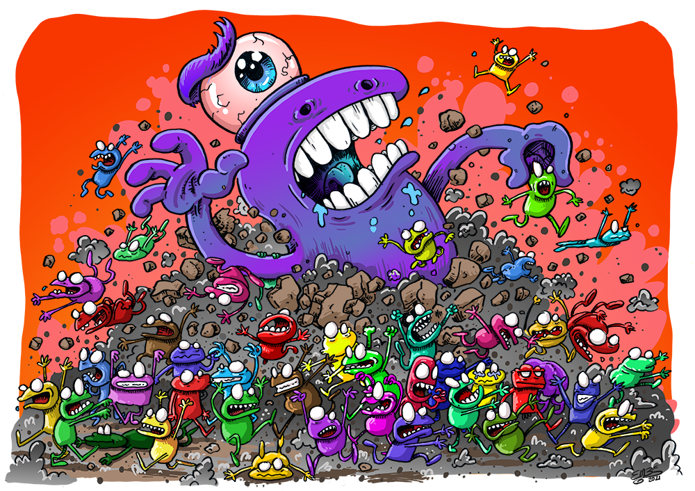 Illustration: Angriff Wimmelbild 1