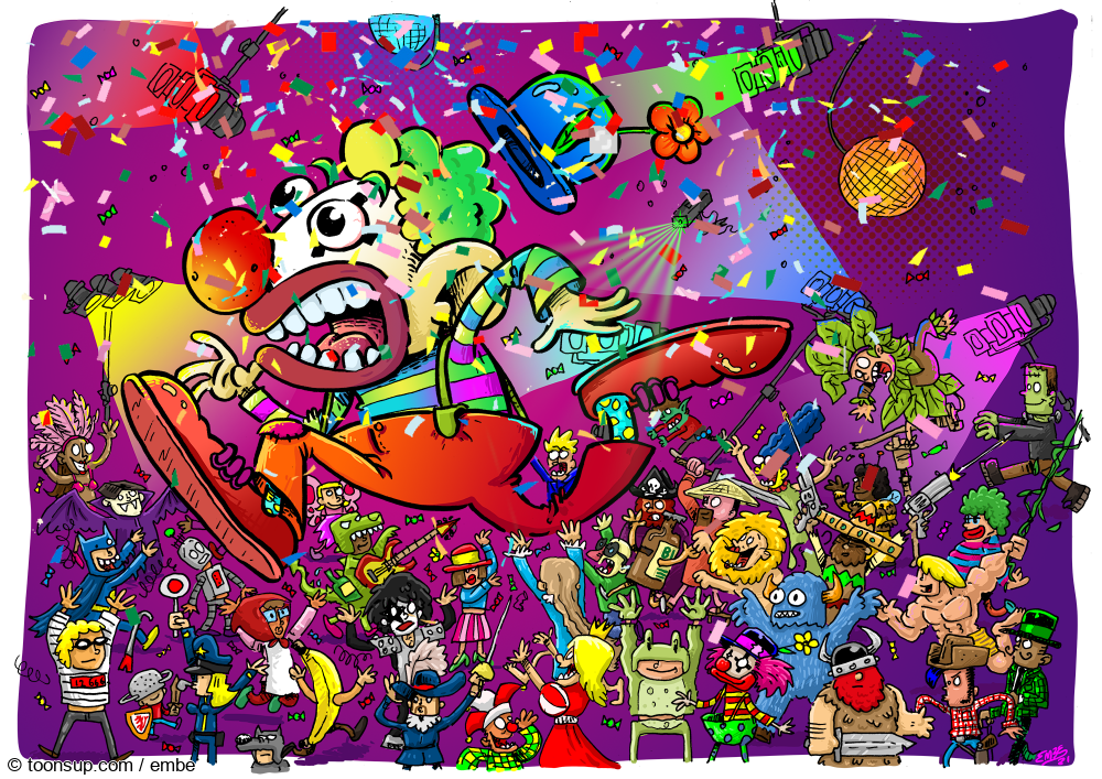 Illustration: Wimmelbild - Angriff - Clown 1