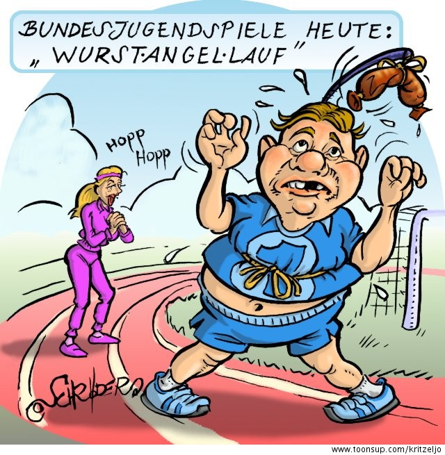 Cartoon: Wurst-Angel-Lauf 1