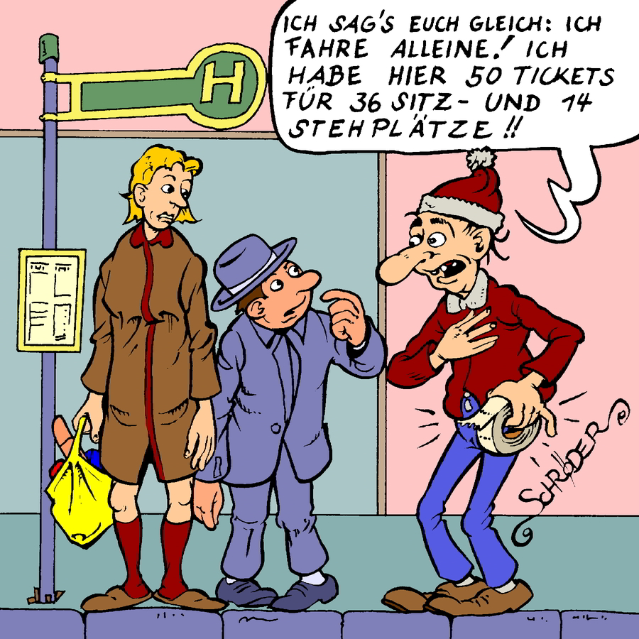 Cartoon: Neulich an der Bushaltestelle 1