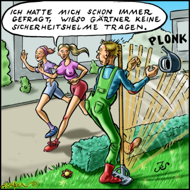 Cartoon: Gärtner ohne Helm 1