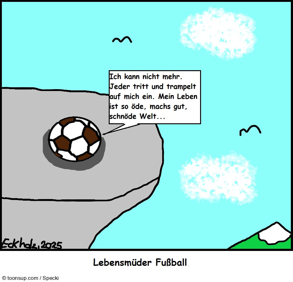 Cartoon: Lebensmüder Fußball 1