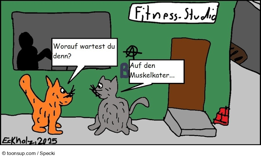 Cartoon: Warten auf den Muskelkater... 1