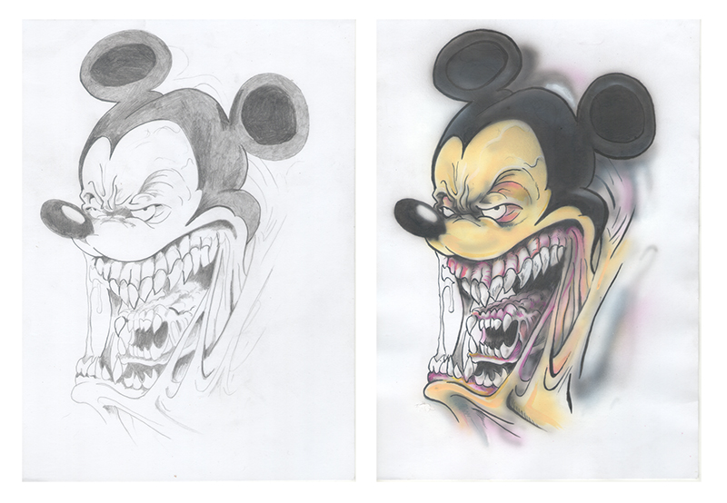 Illustration: Mickey Fanart Airbrushübung 1