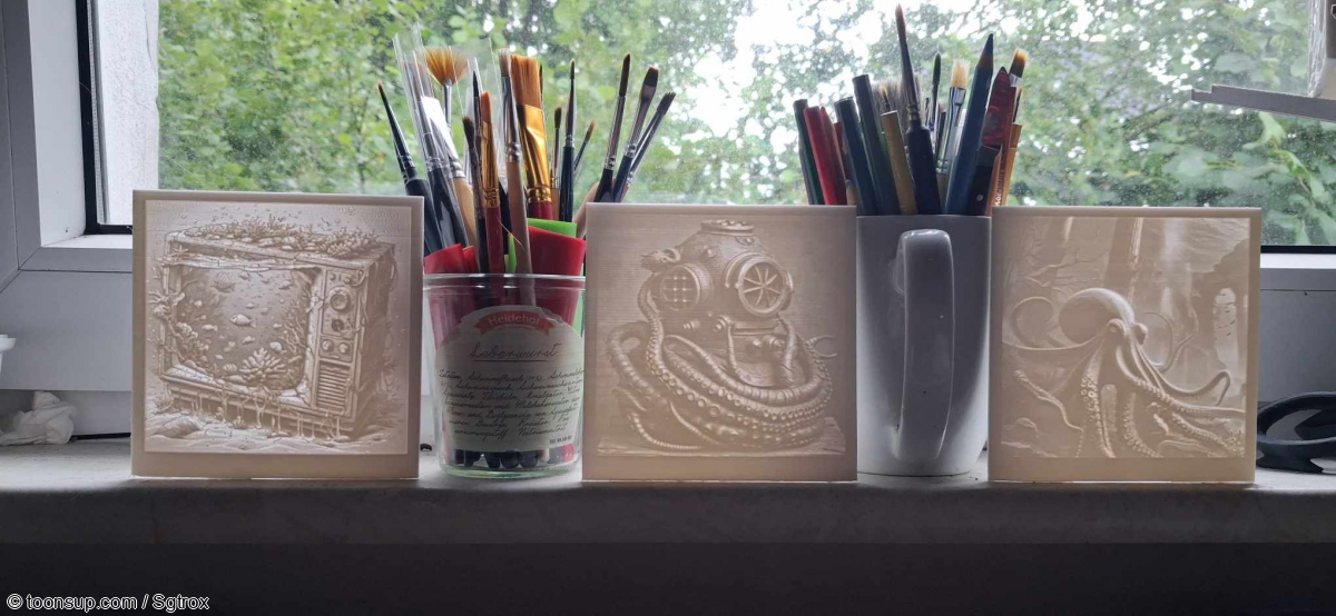 Illustration: AI generierte, lithophane 3D Druckbildchen 1