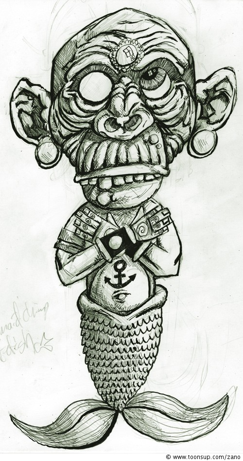 Concept Art / Character Design: mermaid-chimp-fetish 2