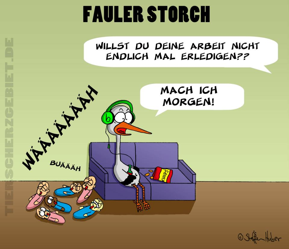 Cartoon: Fauler Storch 1