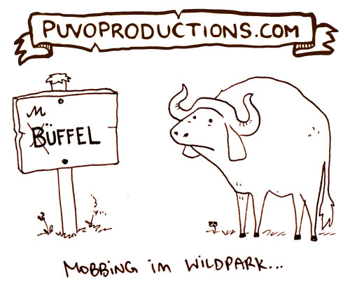 Cartoon: Mobbing im Wildpark: Der Büffel. 1