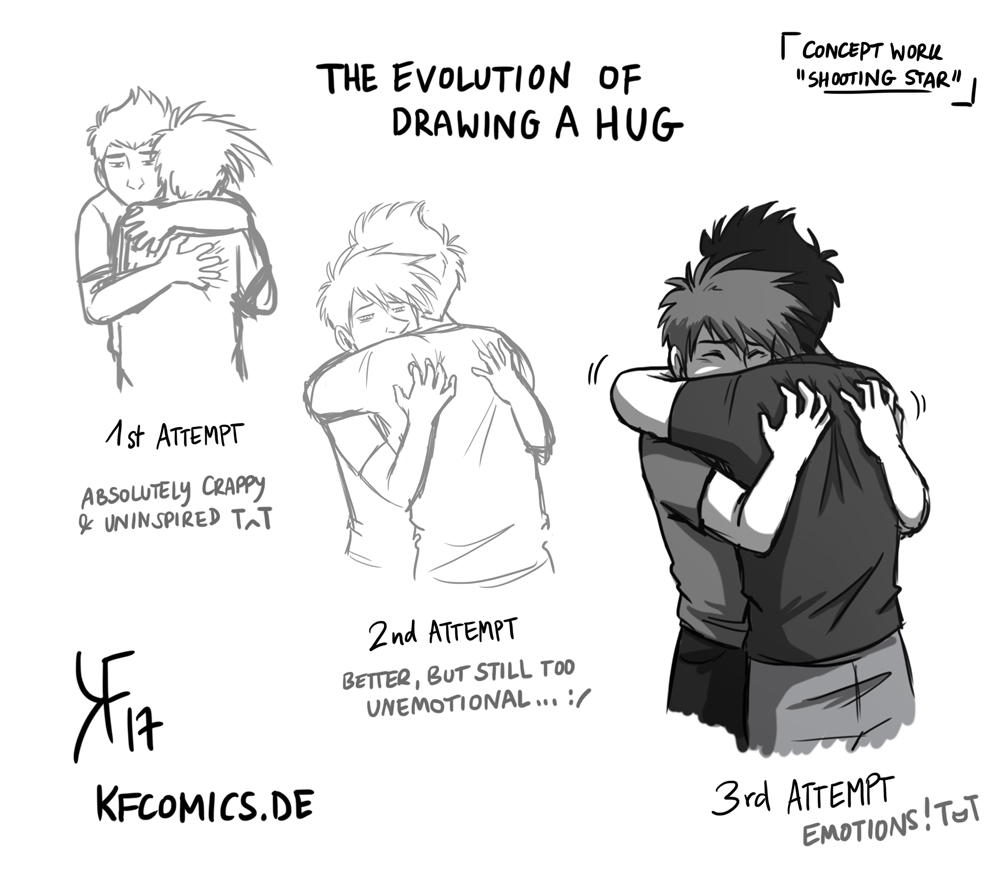 Concept Art / Character Design: Shooting Star - Posing & Anatomie Training 'Hug' 1