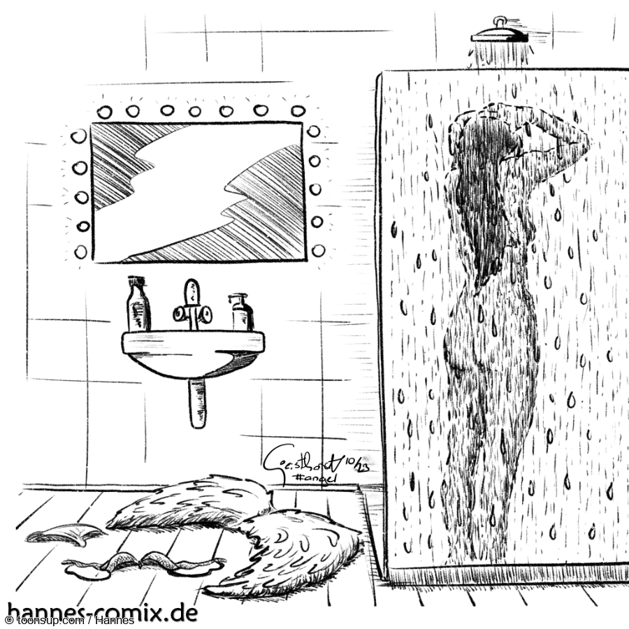 Cartoon: Inktober 2023_16 angel (after work) 1