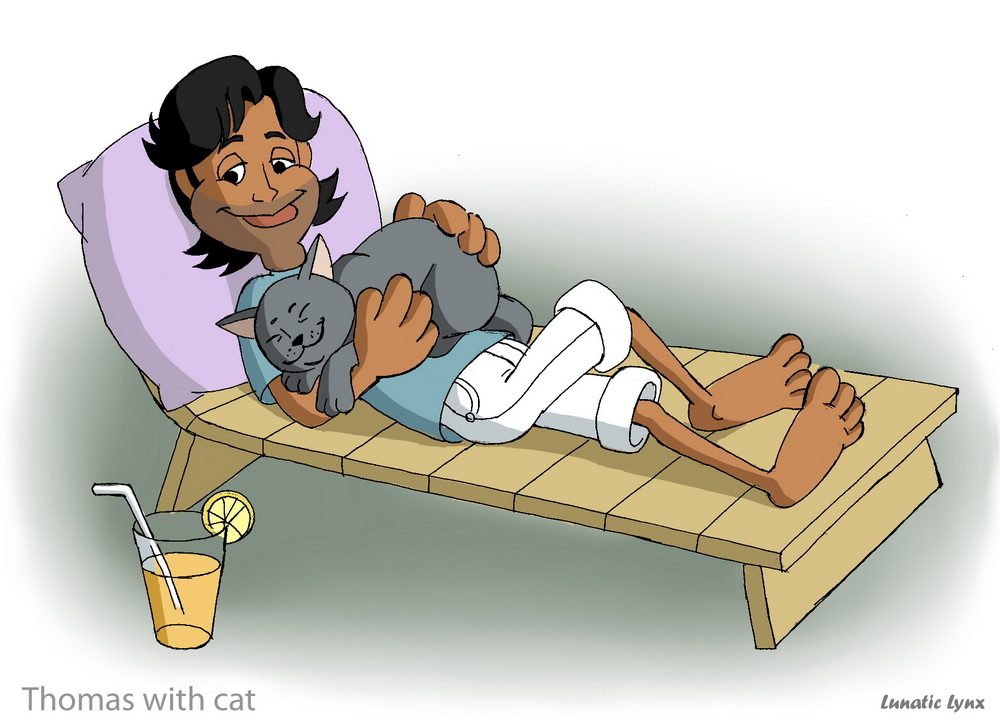 Cartoon: Thomas with cat 1