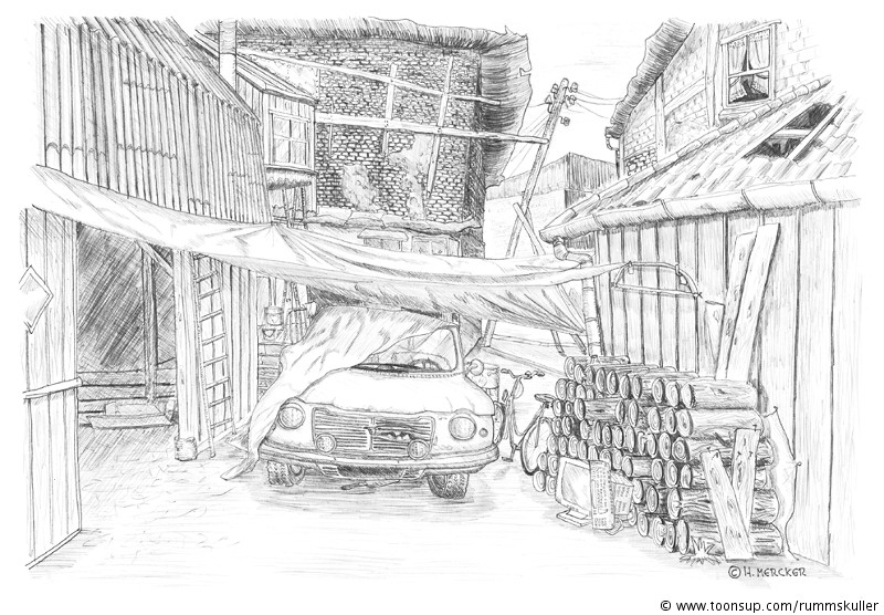 Illustration: Hinterhof in Litauen 1
