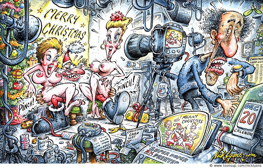 Cartoon: Santa's Christmas photo shoot. 1