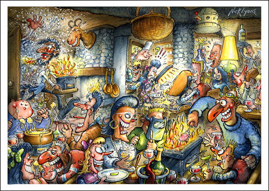Cartoon: L'Arolay restaurant Val D'Isere France 1
