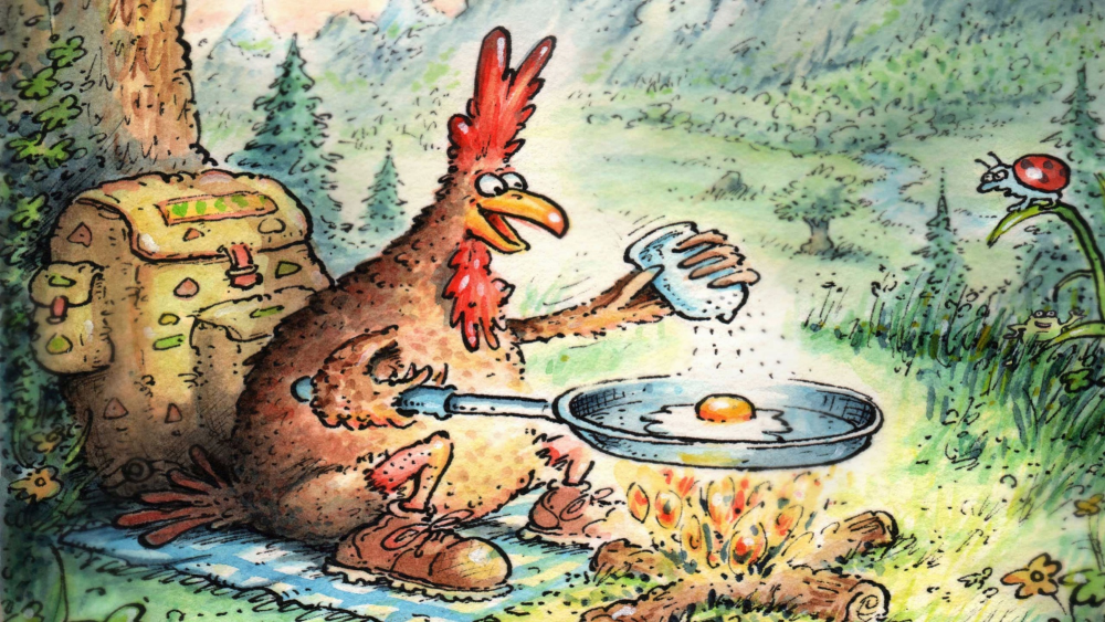 Cartoon: Camping Chicken 1
