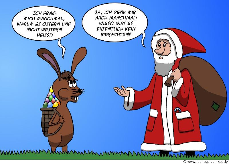 Cartoon: April-Osterhase und Weihnachtsmann 1