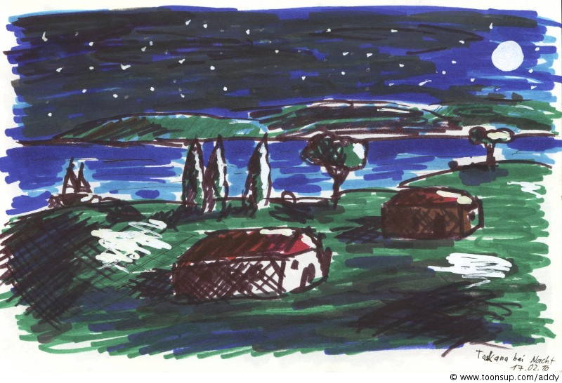 Concept Art / Character Design: Toskana bei Nacht 1