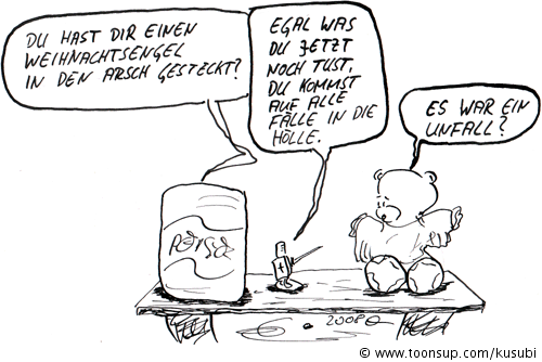 Cartoon: teddy und dose 1