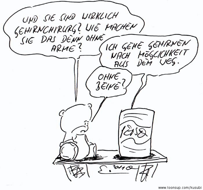 Cartoon: teddy und dose 1