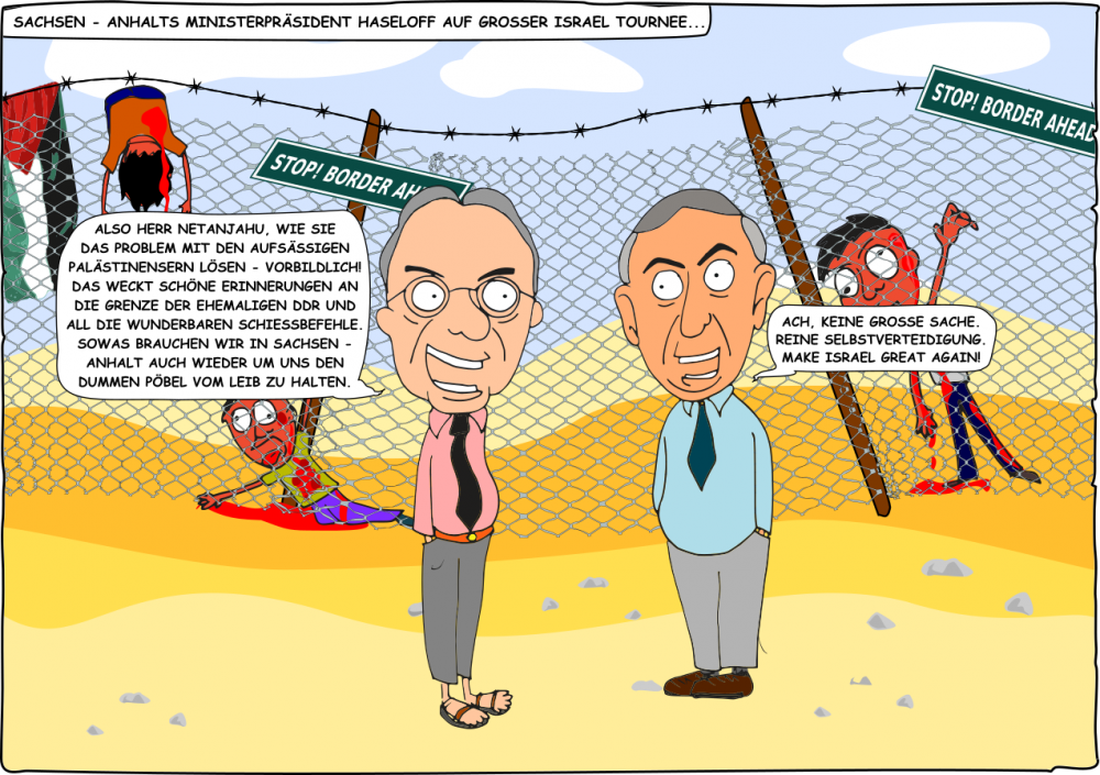 Cartoon: Haseloffs Israeltournee 2018 1