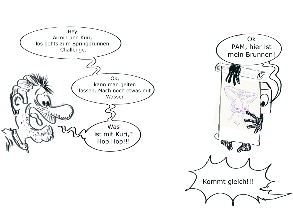 Comic: Rasenmäher Challenge Ende - Springbrunnen Challenge 1