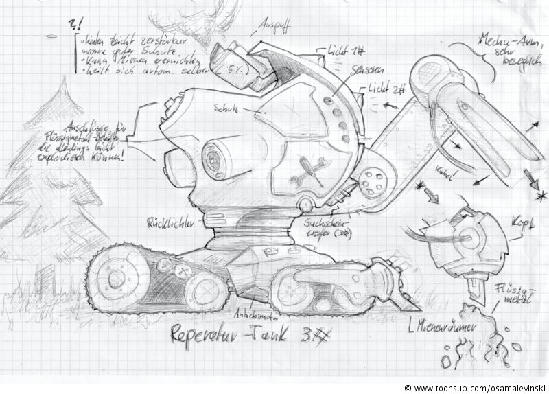 Concept Art / Character Design: Die Entwicklung einer Einheit: Der Health-Tank 1