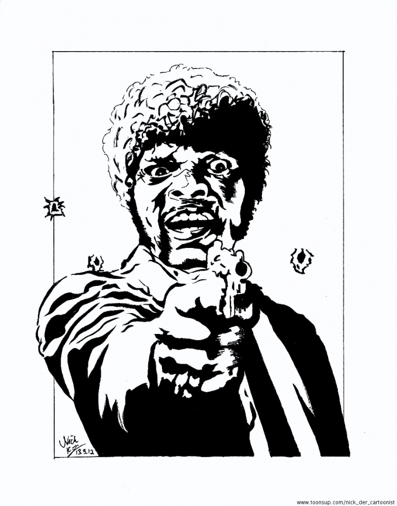 Karrikatur: PULP FICTION - Samuel L. Jackson - Say 'what' again! 1