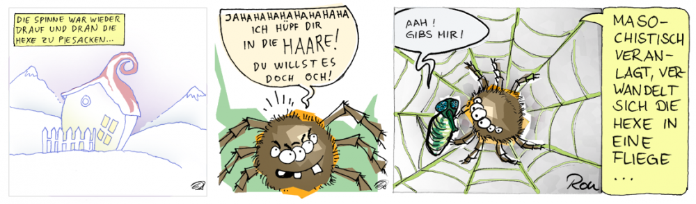 Cartoon: Die Hexe und die Spinne 1
