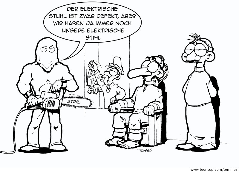 Cartoon: Am elektrischen Stuhl 1
