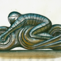 Motorradfahrer - Skizze