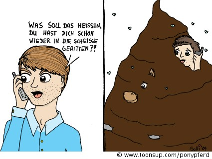 Cartoon: In die Scheiße reiten 1