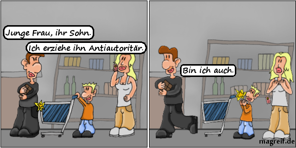 Cartoon: Die Welt - eine antiautoritäre Erziehung 1