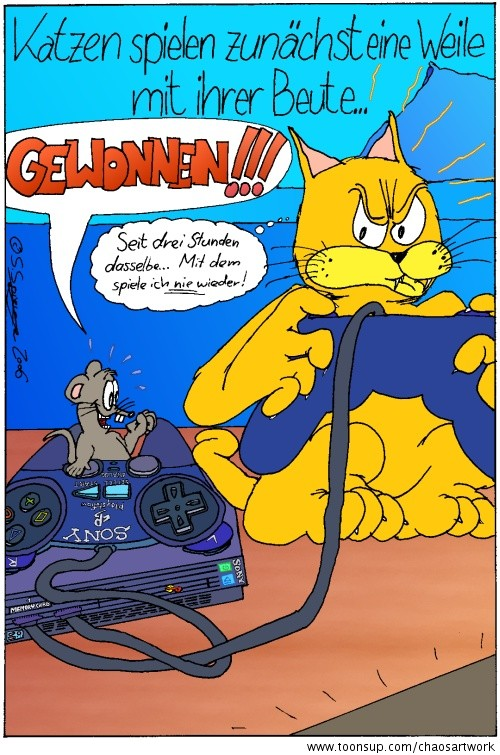 Cartoon: Katzen spielen mit ihrer Beute 1