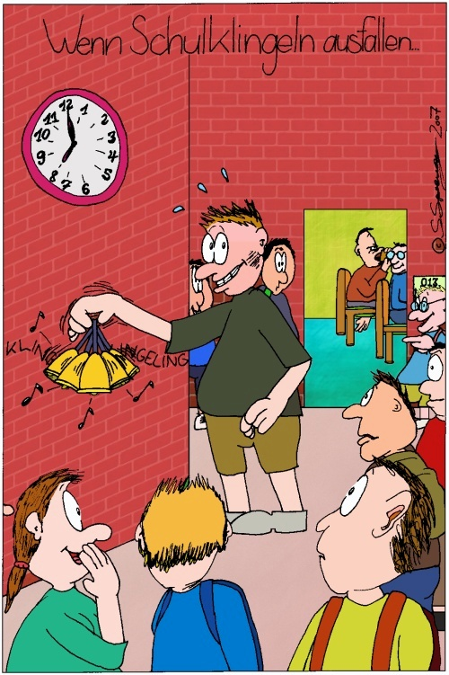 Cartoon: Wenn Schulklingeln ausfallen 1