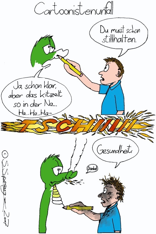 Cartoon: Cartoonistenunfall 1