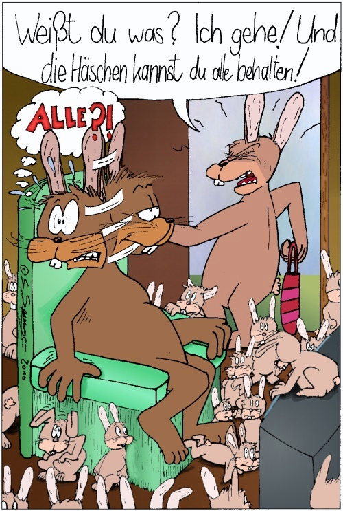 Cartoon: Hasen bei der Scheidung 1