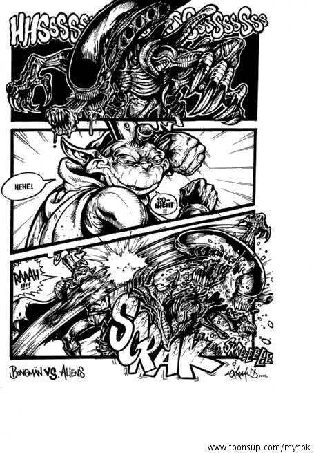 Comic: Bongmän VS. Aliens-Comic (One-Pager) 1