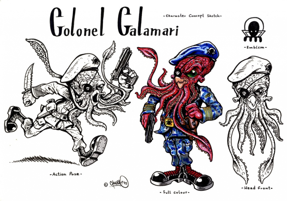 Concept Art / Character Design: Colonel Calamari (character sheet) 1