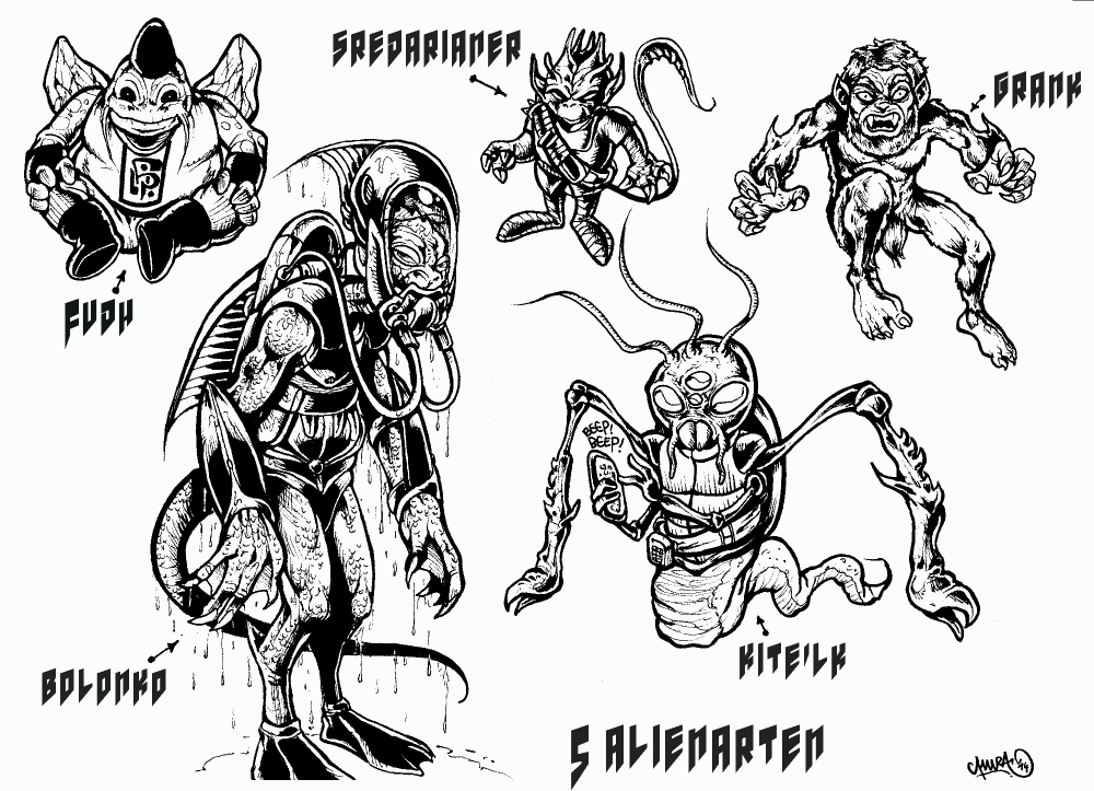 Concept Art / Character Design: 5 Alienarten 1